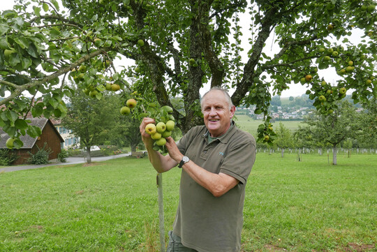Thomas Hepperle im Birnensortengarten Unterer Frickhof am Bodensee
