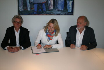(v.l.n.r.) Martin Richter (bwgrn.de), Oberbrgermeisterin Sabine Becker, Prof. Hubert Mhrle (bwgrn.de)