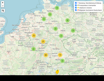 Auf der Karte sind die Standorte sowie weiterfhrende Informationen zu den einzelnen Streuobstakteuren zu finden. 