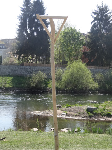 Eine wichtige Manahme zur Kontrolle der Feldmuse ist die Frderung der Greifvgel. Wo keine greren Bume stehen, helfen selbst gebaute Sitzmglichkeiten: Man stellt eine 3 bis 6 m hohe Stange auf, auf der eine 30 cm lange waagerechte Sitzstange befestigt ist. 