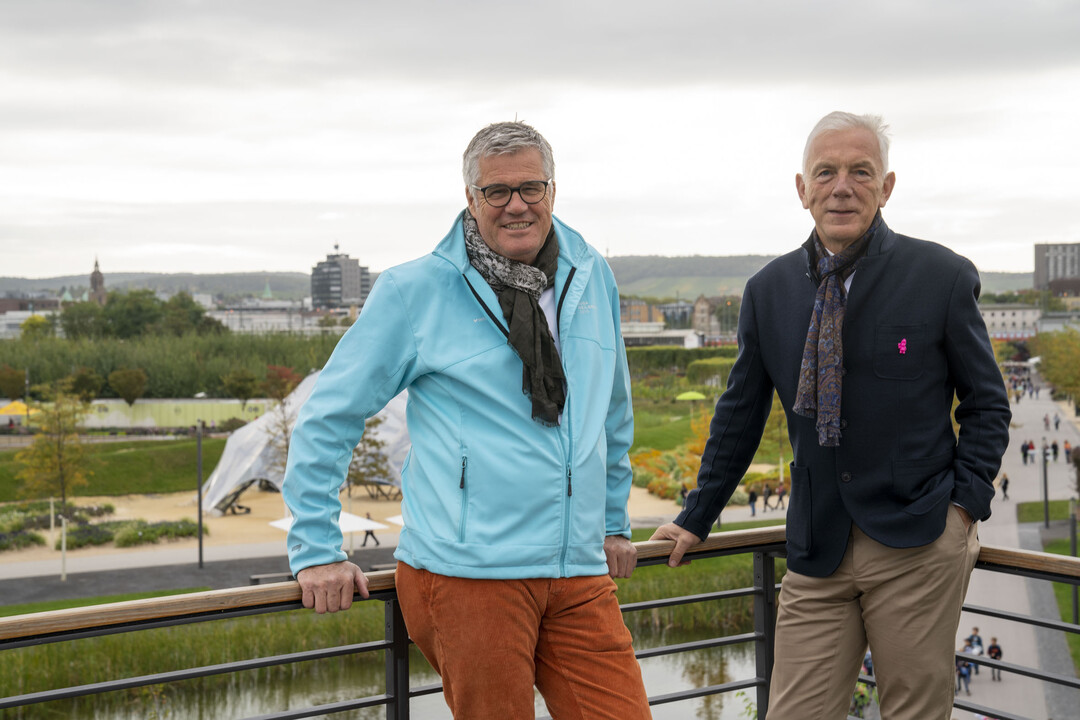 Hanspeter Faas, Geschftsfhrer BUGA Heilbronn 2019 GmbH, und Harry Mergel, Oberbrgermeister Heilbronn  