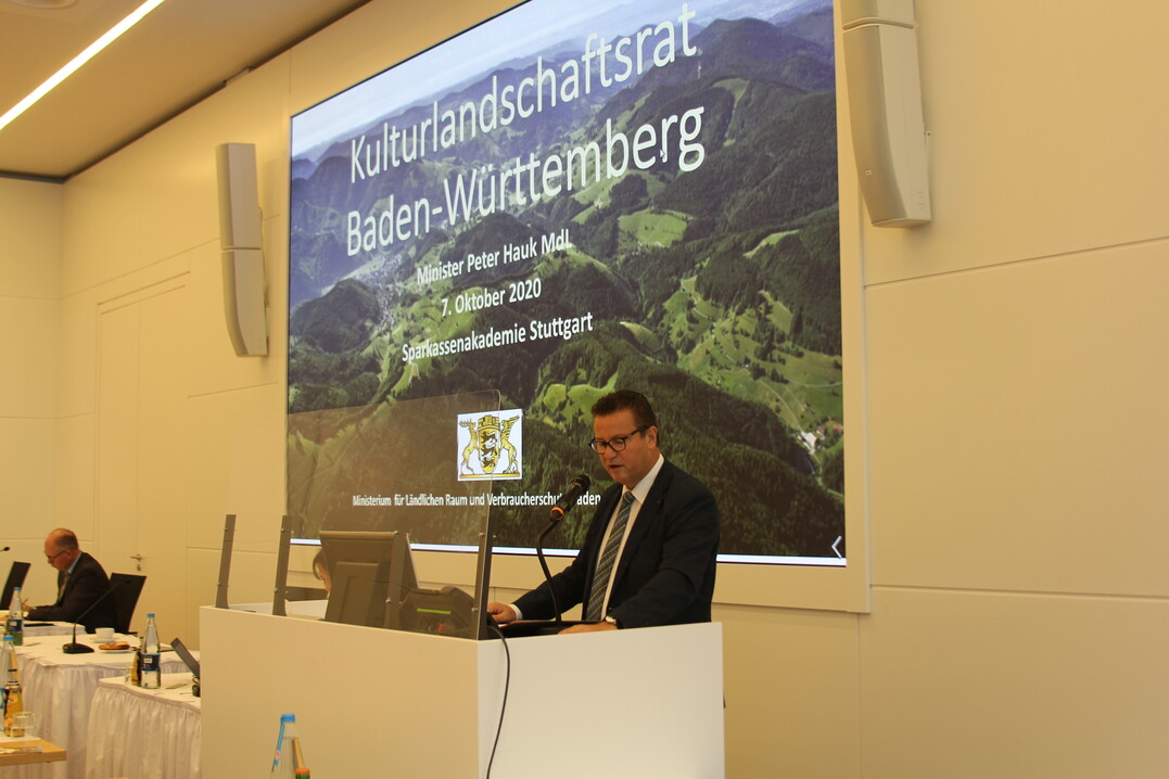 Minister Hauk bei der Auftaktveranstaltung zum künftigen Kulturlandschaftsrat in Stuttgart