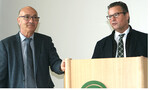 Landwirtschaftsminister Peter Hauk (r.) und Präsident Franz Josef Müller betonten bei der LVEO-Mitgliederversammlung, wie wichtig es war, das Volksbegehren abzuwenden.