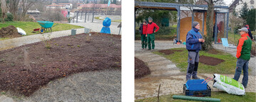 Der LOGL-Beitrag auf der LGS berlingen zeigt, wie man auch in kleinen Grten ein reiches Insektenleben erfolgreich frdern kann. Bild rechts: Im Vordergrund Rolf Heinzelmann (Mitte) und Hans Weber (r.)
