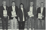 Die Geehrten mit der neuen Präsidentin Sigrid Erhardt: (v. l.) die Vizepräsidenten Günter Stolz und Roland Gommel, die Regionenvertreter Martin Mager und Lothar Herb.