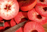 Rotfleischige Sorten ergeben besonders attraktive Apfelchips