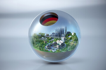 Preisstatuette des Deutschen Nachaltigkeitspreises mit Motiv des Forschungspreises