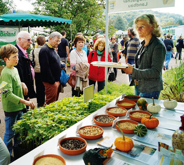 Kostproben am Stand des kologischen Landbaus
